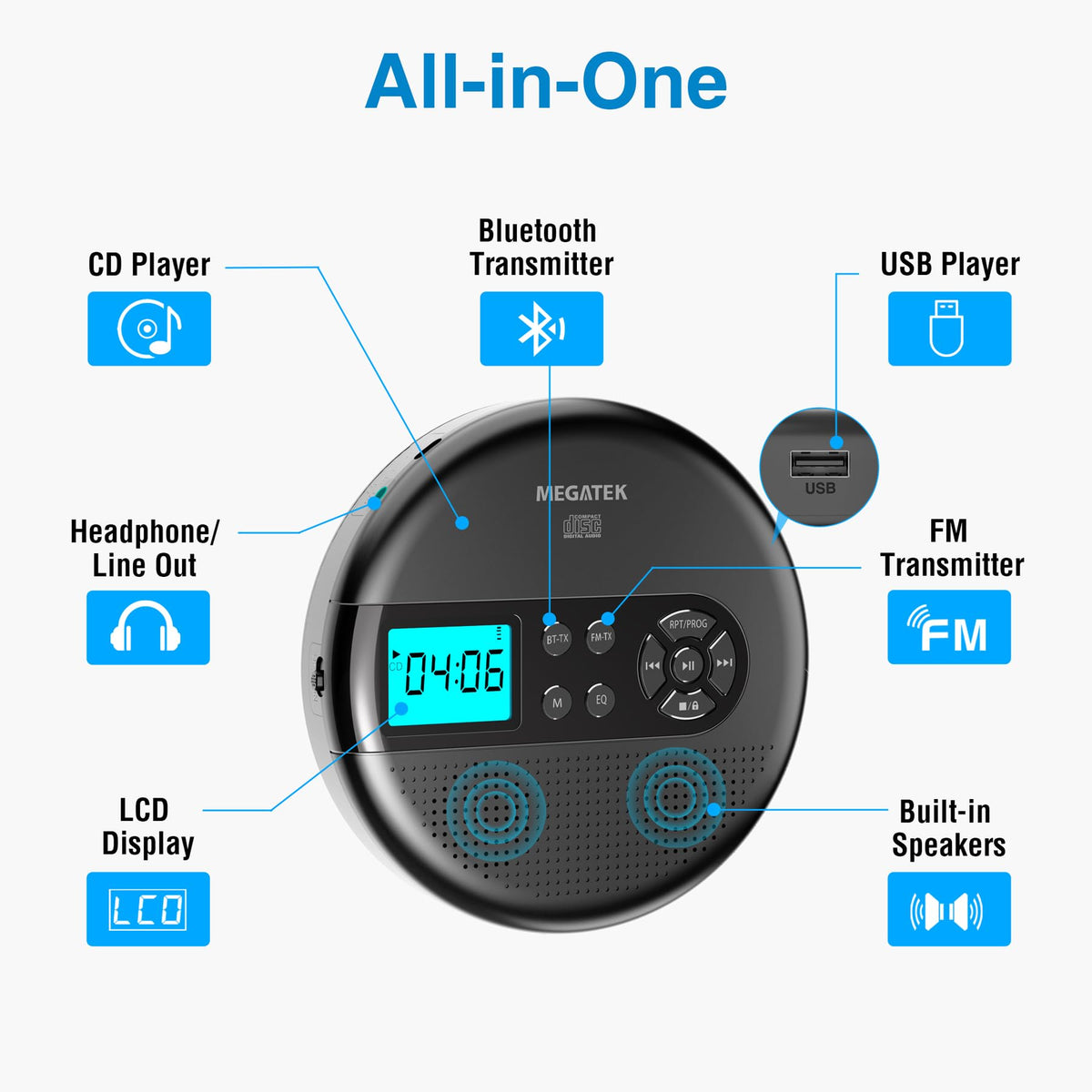 Portable CD Player with Bluetooth G986738