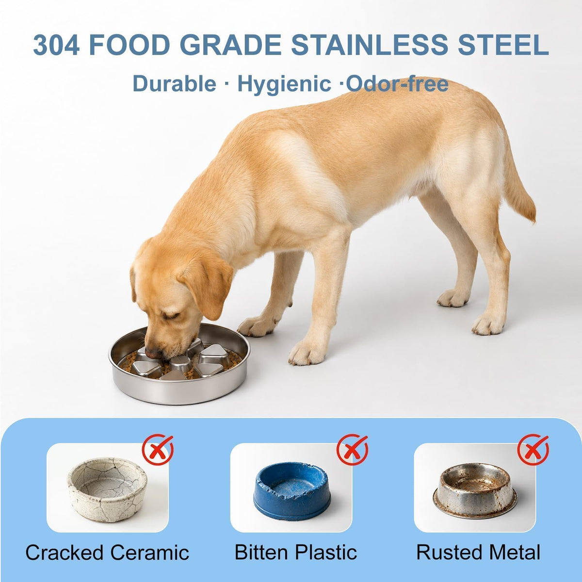 304 Stainless Steel Slow Feeder Dog Bowl P7681