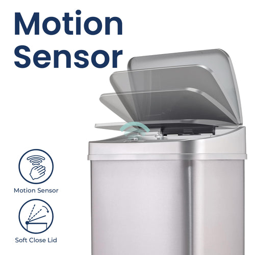 13 Gallon Automatic Stainless Steel Trash Can D164