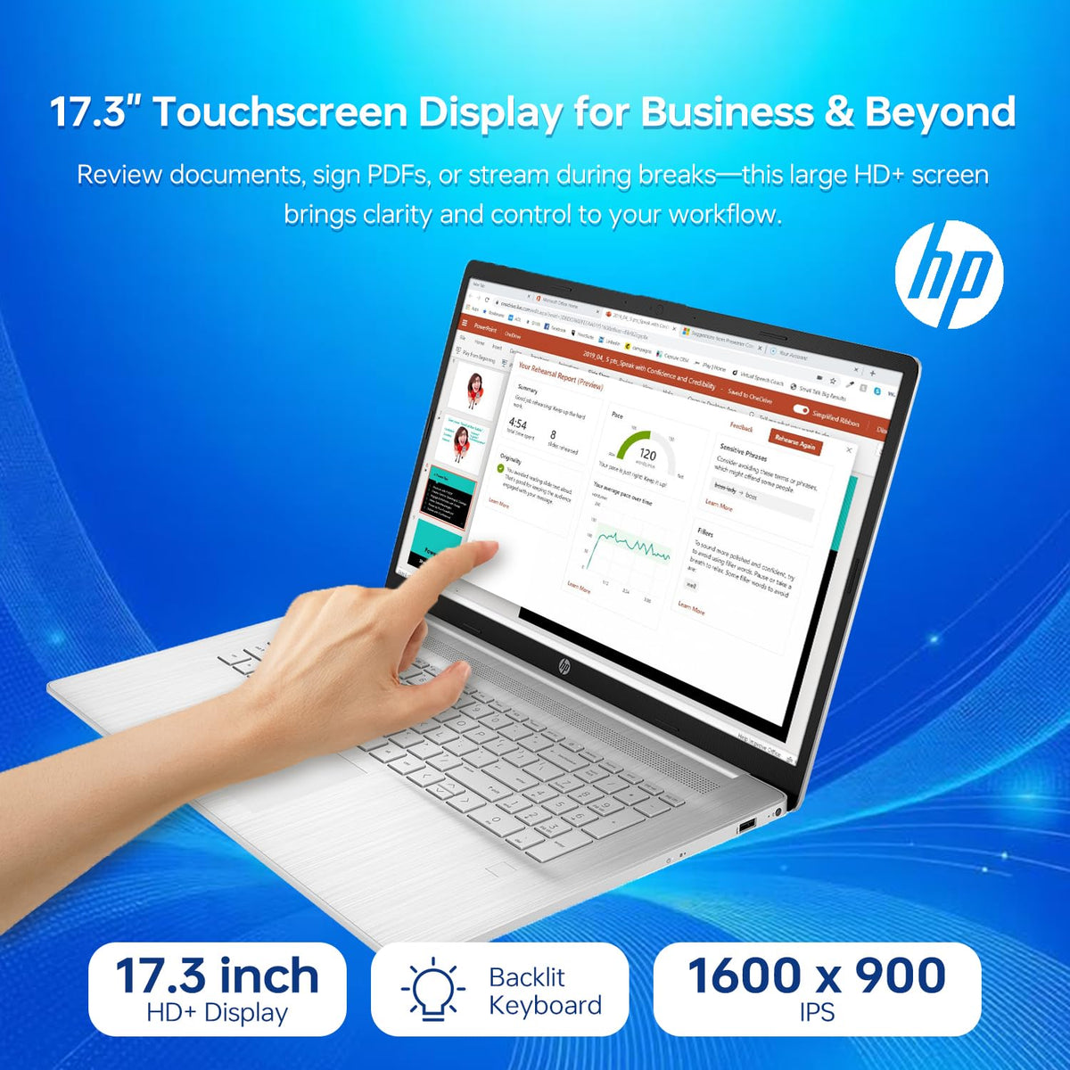 17.3" HD+ Touchscreen Laptop, Intel Core i7, 16GB RAM, 512GB SSD, Silver Z3362