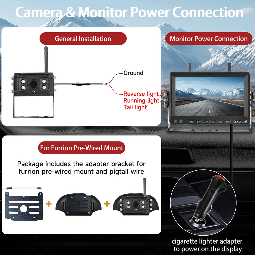 Wireless Backup Camera Dual Cameras 1080P HD 4CH Monitor M14865