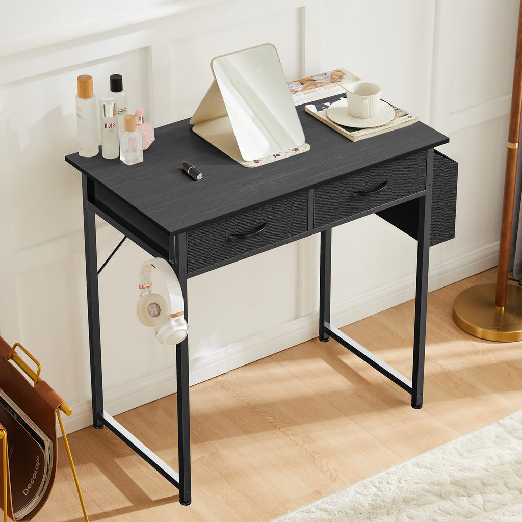 32" Black Computer Desk with Drawers Q884