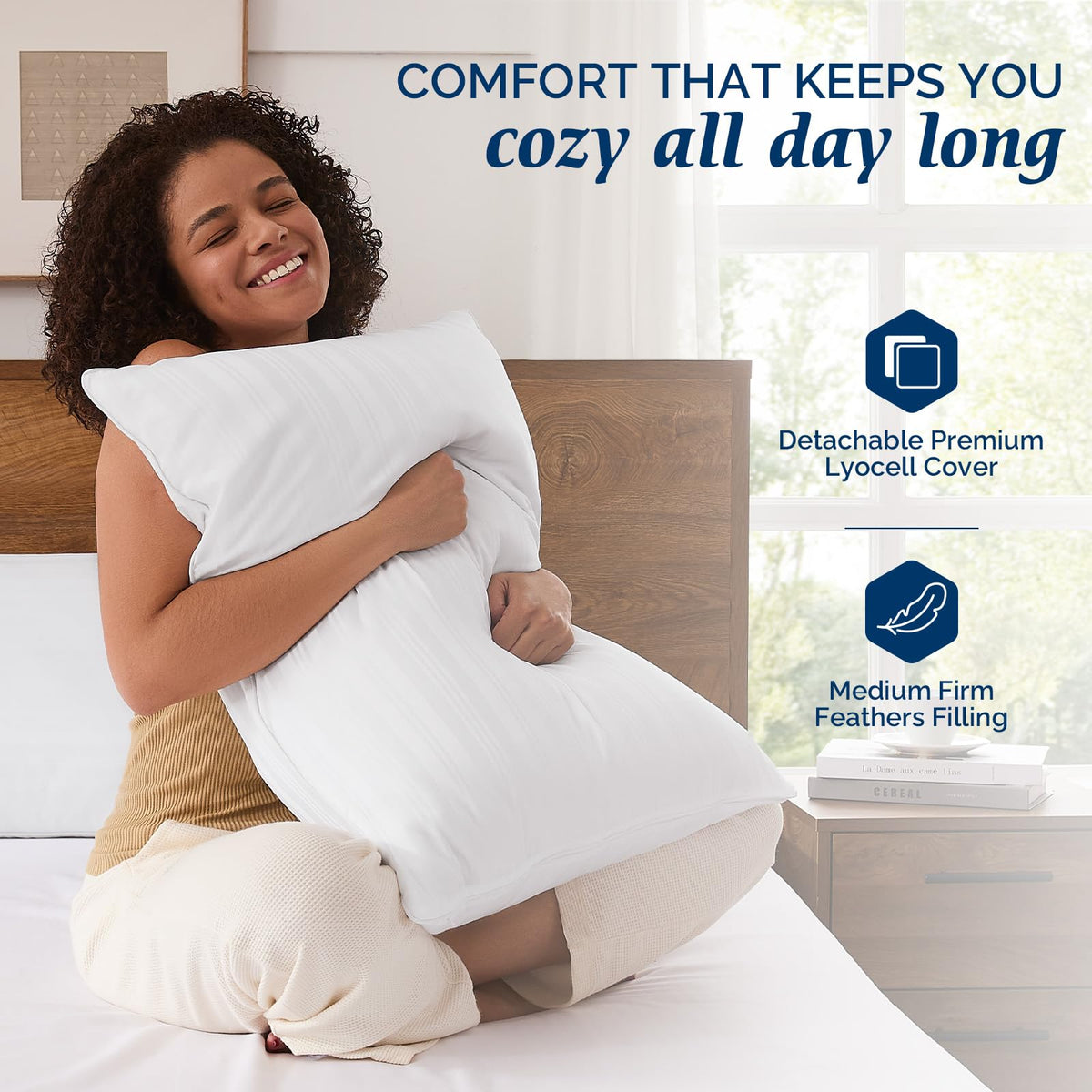 Goose Feather and Down King Size Pillows Set of 2 A4451