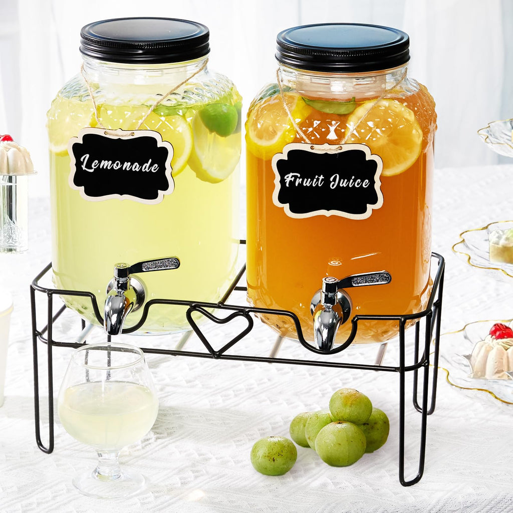 1 Gallon Glass Beverage Dispenser with Stand and Fruit Infuser V5020