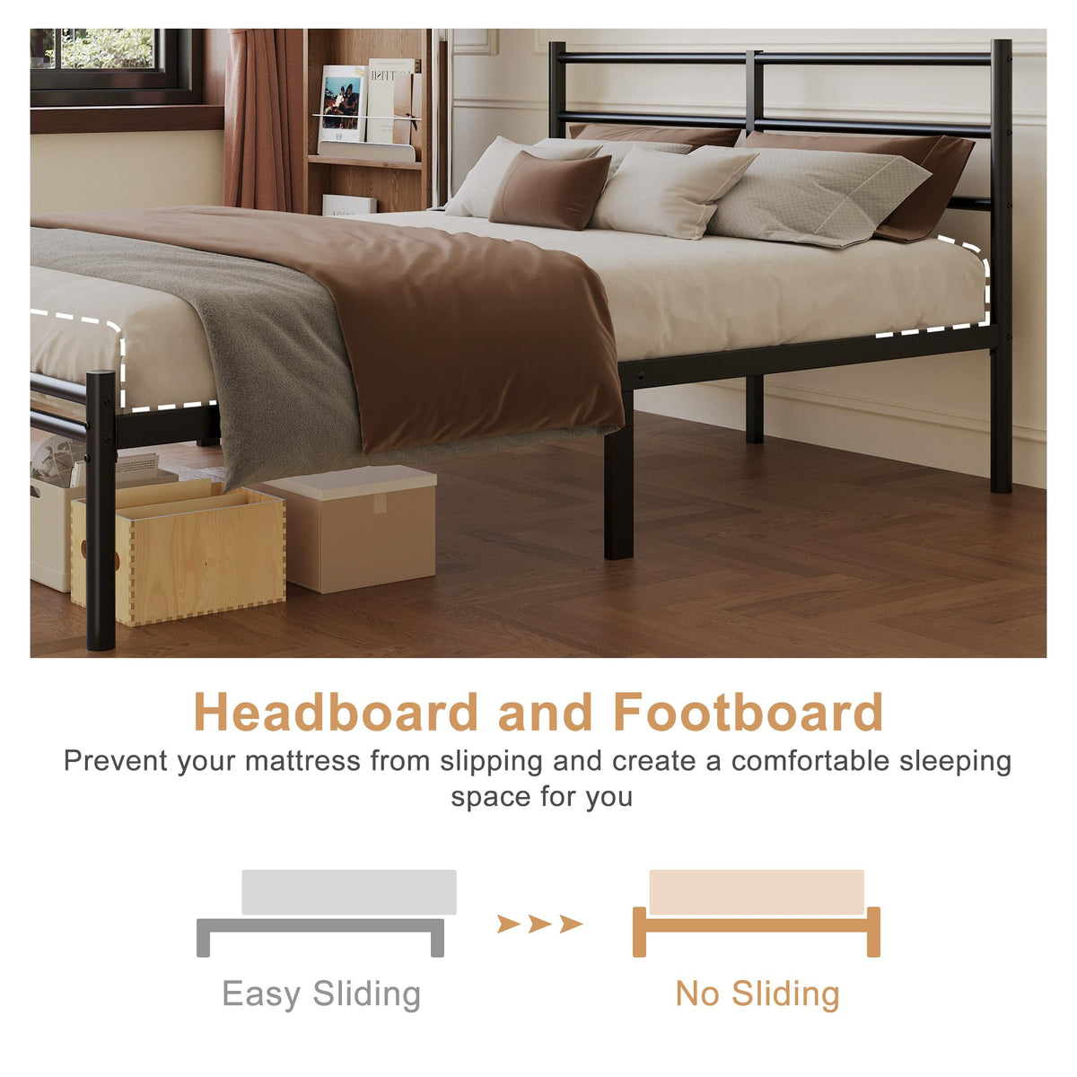 Full Size Bed Frame with Headboard and Footboard A128