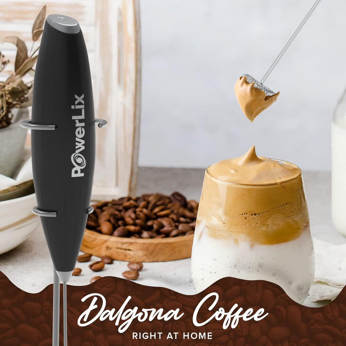 Handheld Battery Operated Electric Whisk Frother With Stand B835