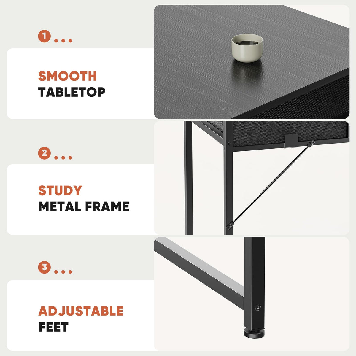 32" Black Computer Desk with Drawers Q884
