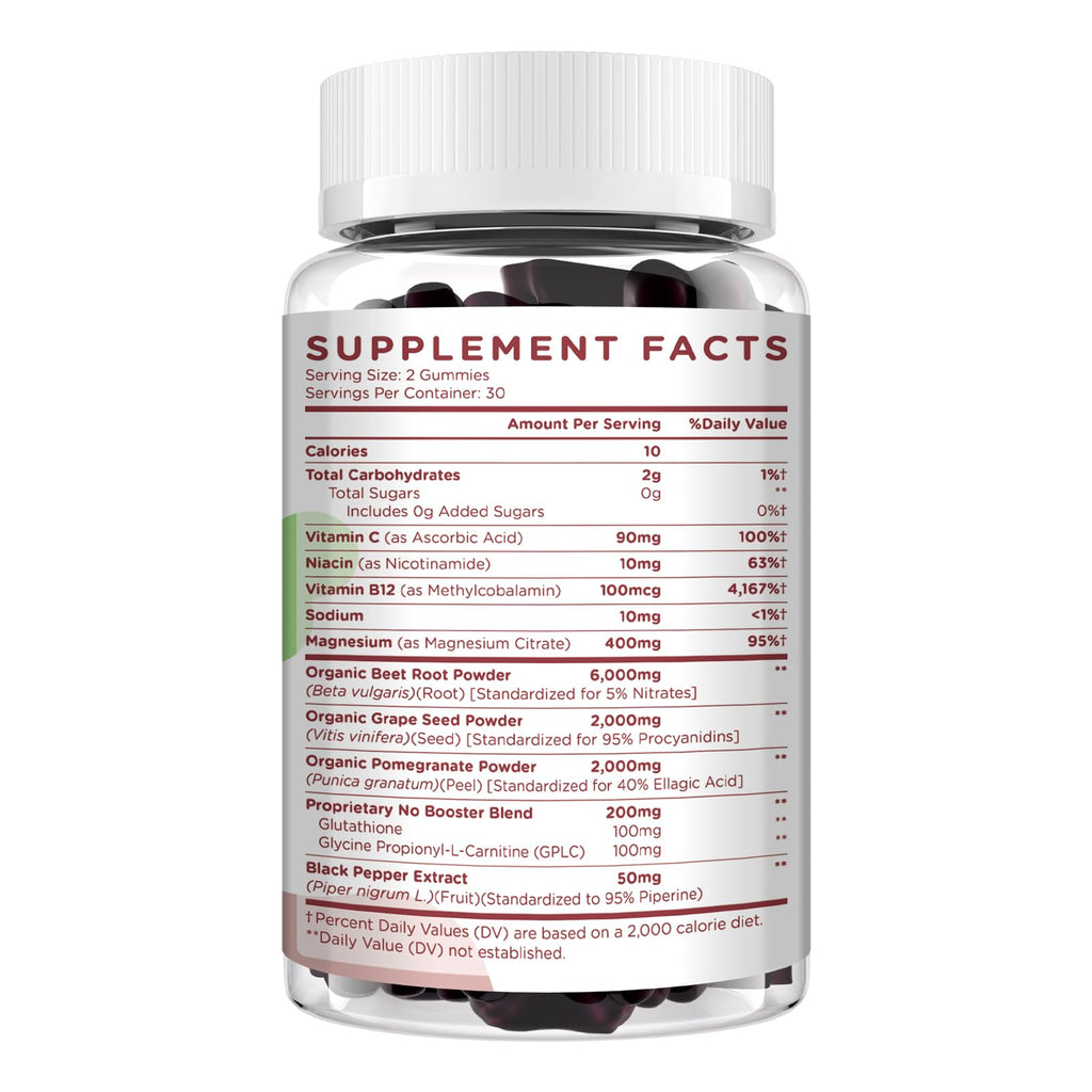 Beet Root Gummies 6000mg Mixed Berry Flavor 60 Gummies T6818