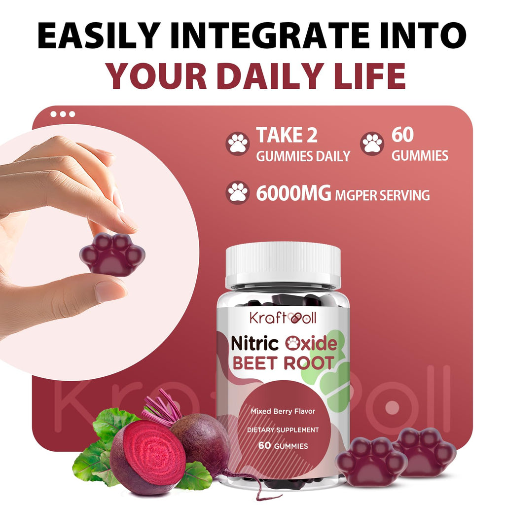 Beet Root Gummies 6000mg Mixed Berry Flavor 60 Gummies T6818