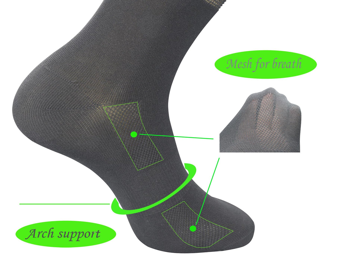 Men's 6 Pairs Bamboo Rayon Breathable Mid-Calf Socks with Arch Support K7297