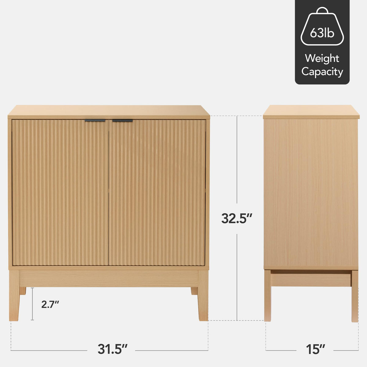 2-Door Storage Cabinet with Adjustable Shelves U3319