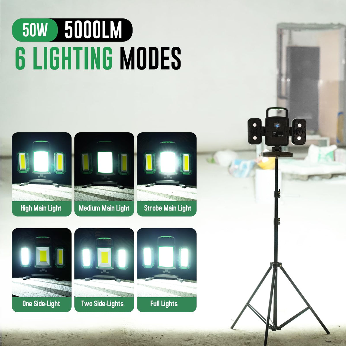 50W 5000LM Rechargeable Magnetic LED Work Light C802716