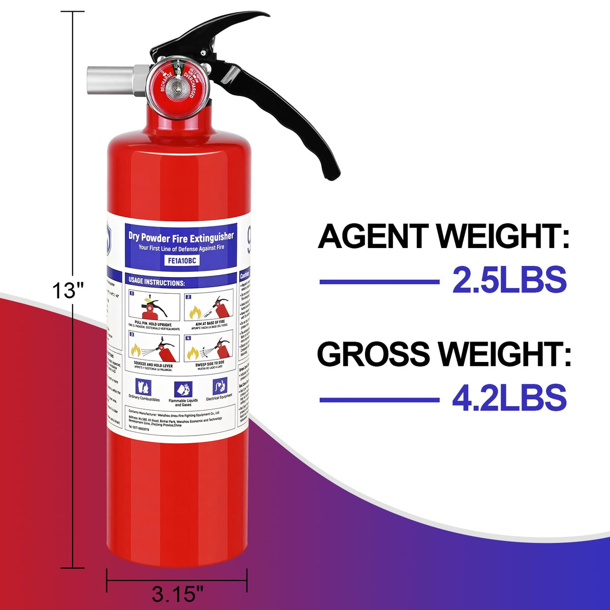 2 Pack 2.5 lb ABC Dry Chemical Fire Extinguishers V5840
