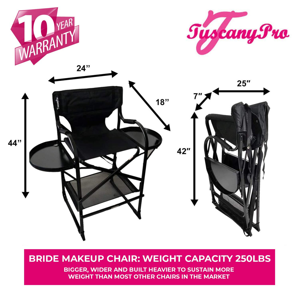 Tall Heavy Duty Director Chair with Adjustable Seat Height and Carry Bag F583026