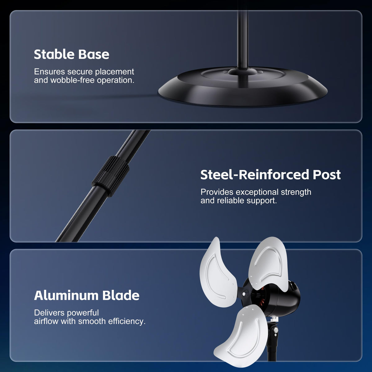 24" High Velocity Oscillating Pedestal Fan, 8000 CFM 3-Speed Standing Fan P285693