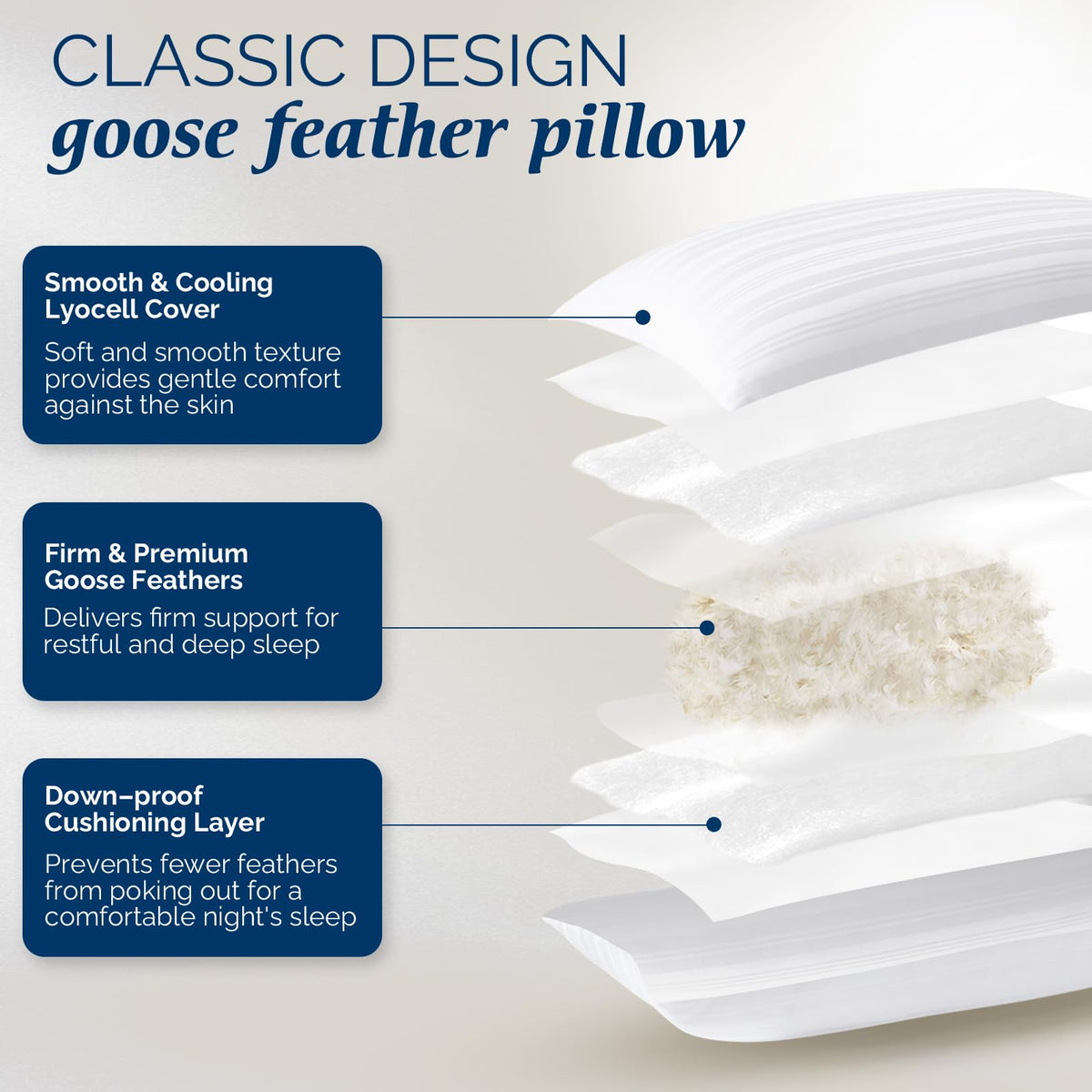 Goose Feather and Down King Size Pillows Set of 2 A4451