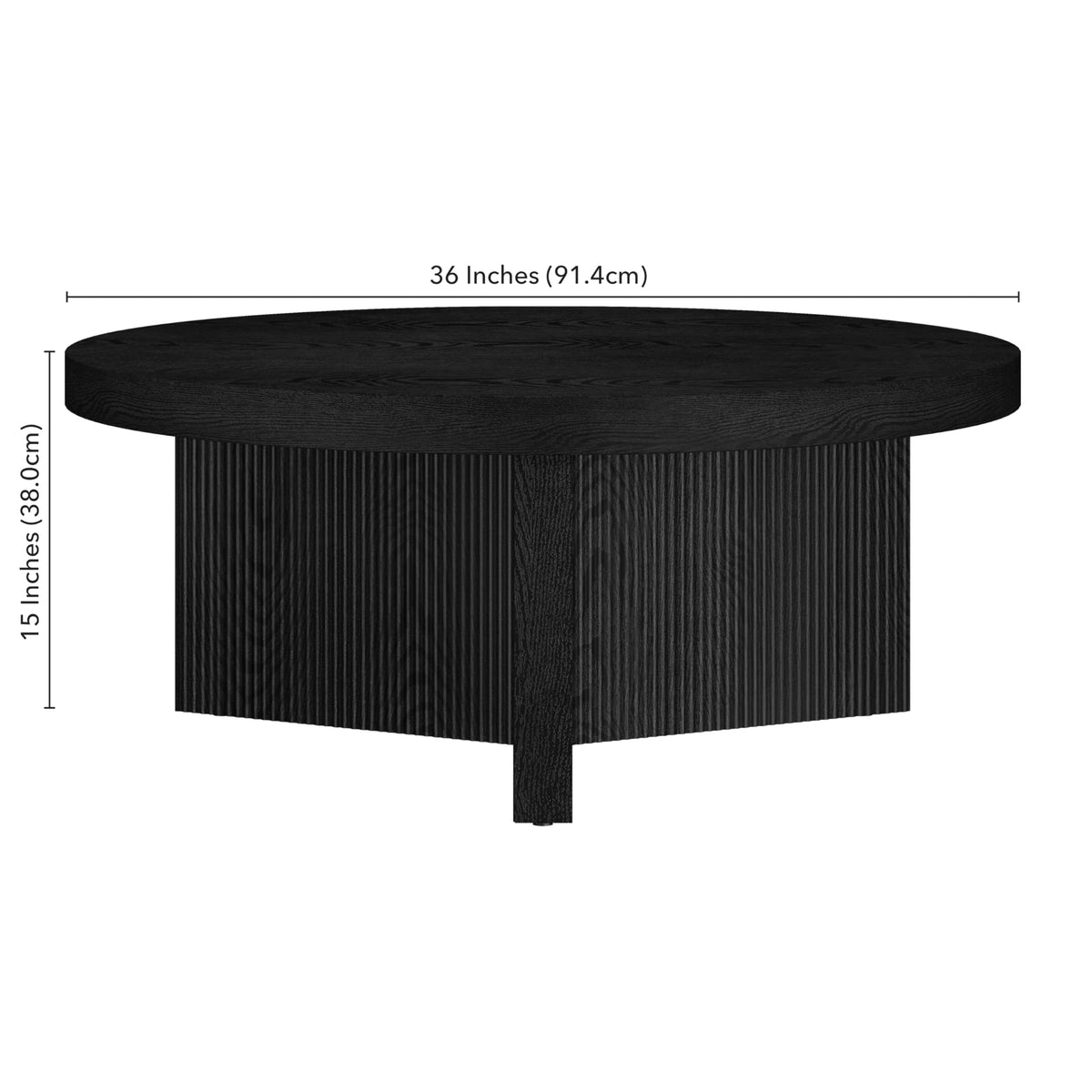 36" Scandinavian Fluted Coffee Table C763