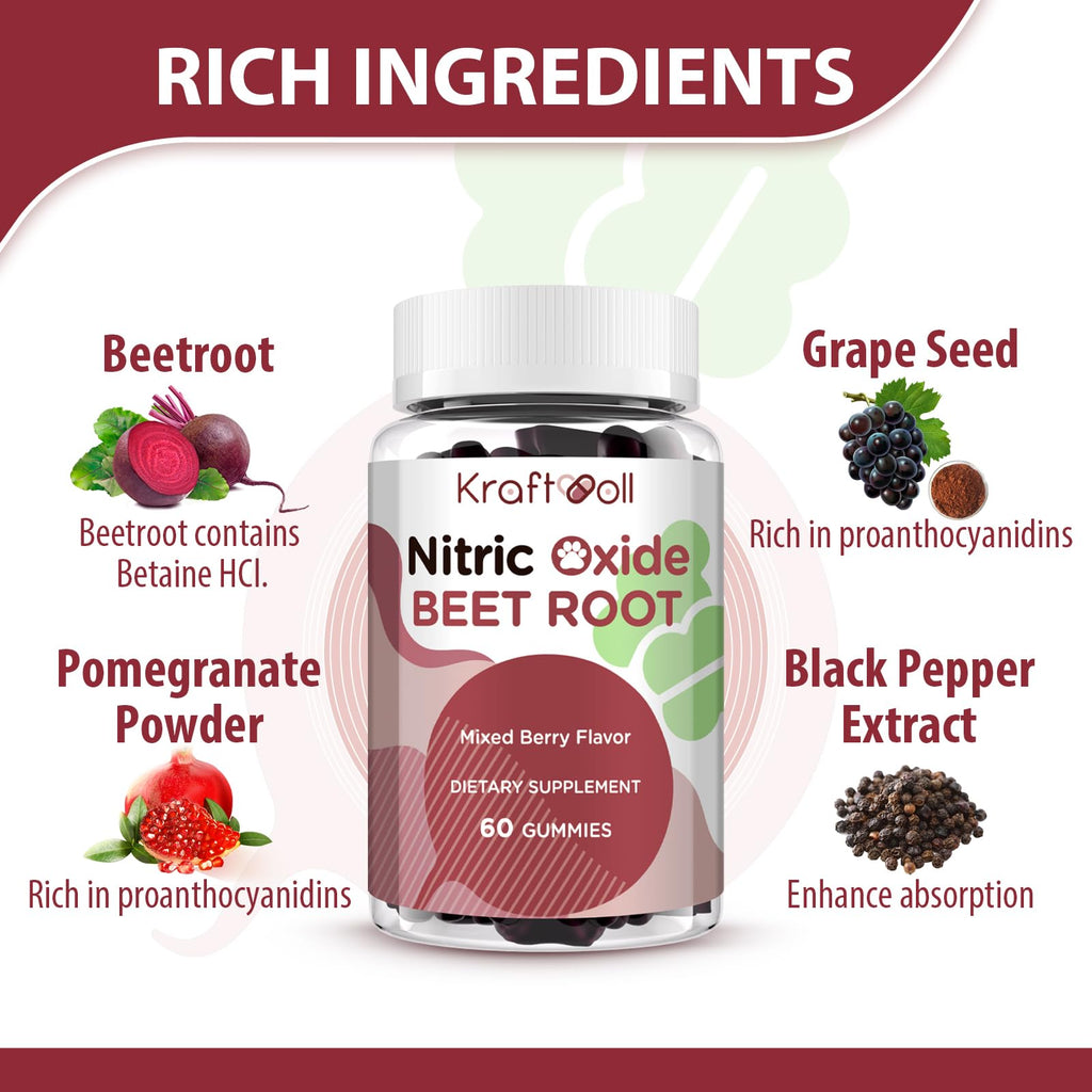 Beet Root Gummies 6000mg Mixed Berry Flavor 60 Gummies T6818