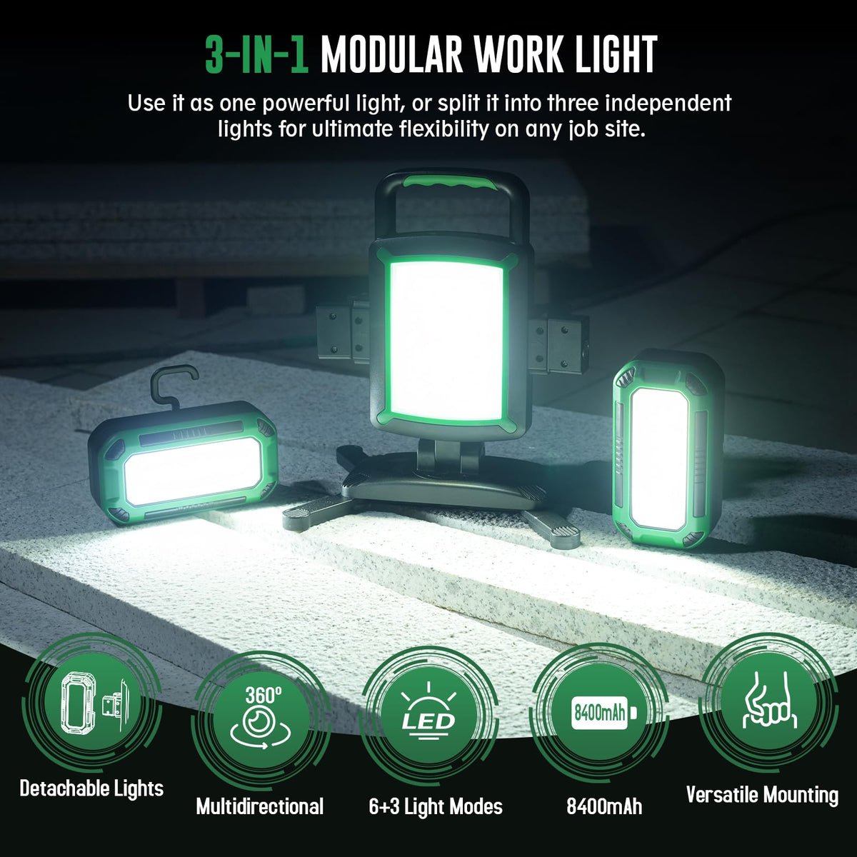 50W 5000LM Rechargeable Magnetic LED Work Light C802716