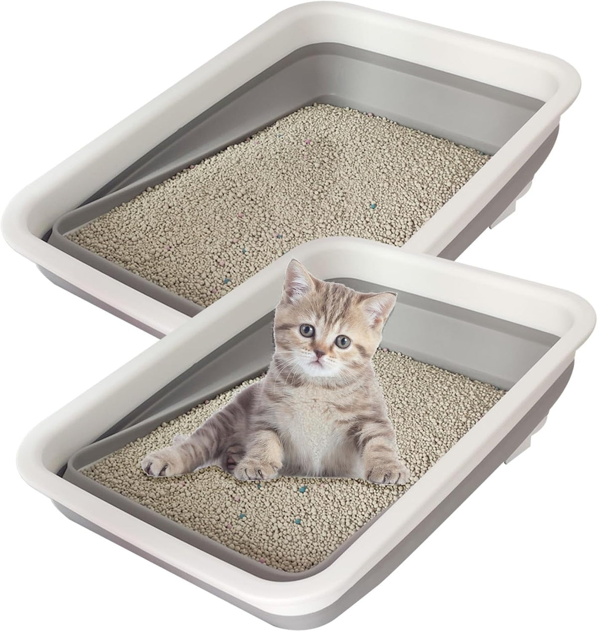 Collapsible Low Entry Small Cat Litter Box S8116