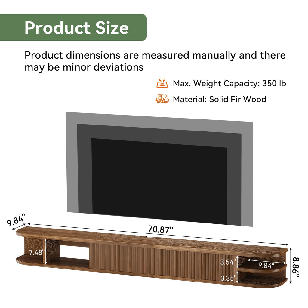 71" Solid Wood Floating TV Stand F5374