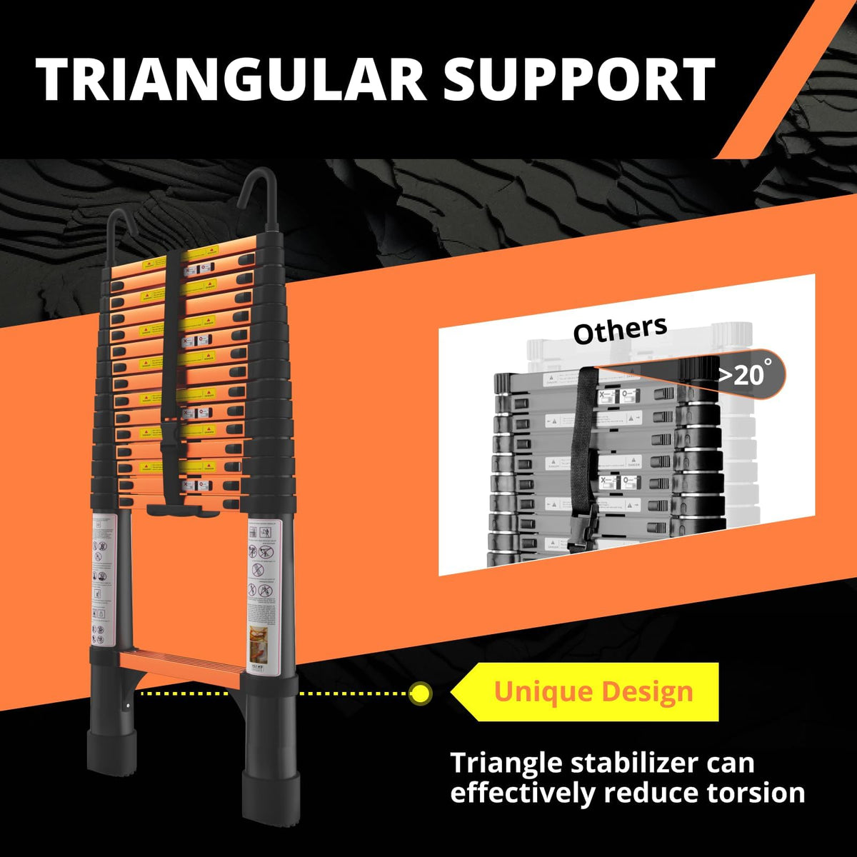 15.5FT Aluminum Telescoping Ladder with Hooks I6375