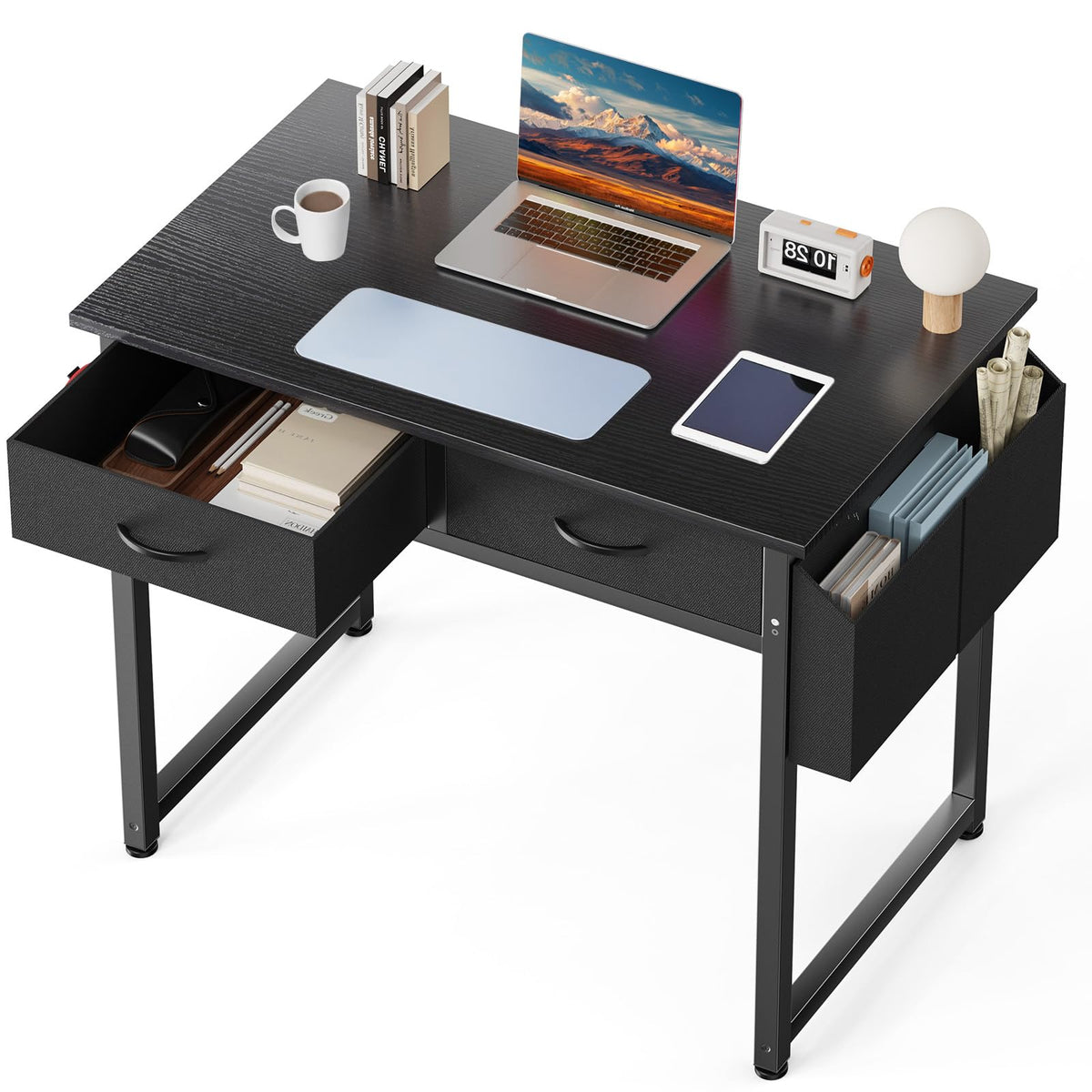 32" Black Computer Desk with Drawers Q884