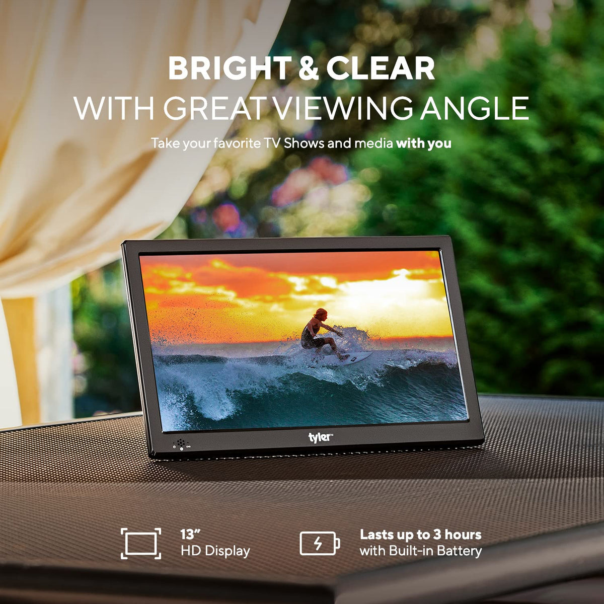 Portable TV LCD Monitor Battery Powered Wireless Capability HD-TV I387920