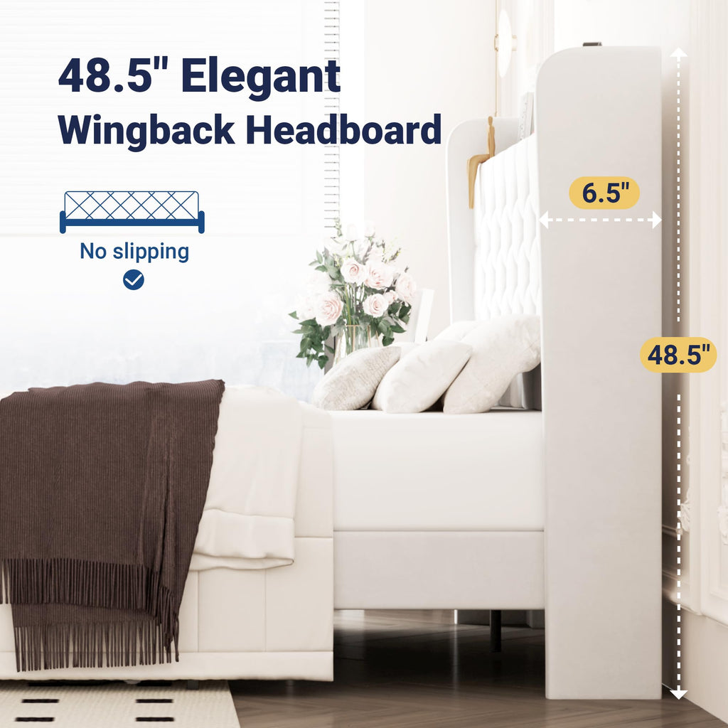Queen Bed Frame with Storage Headboard and Charging Station L9518