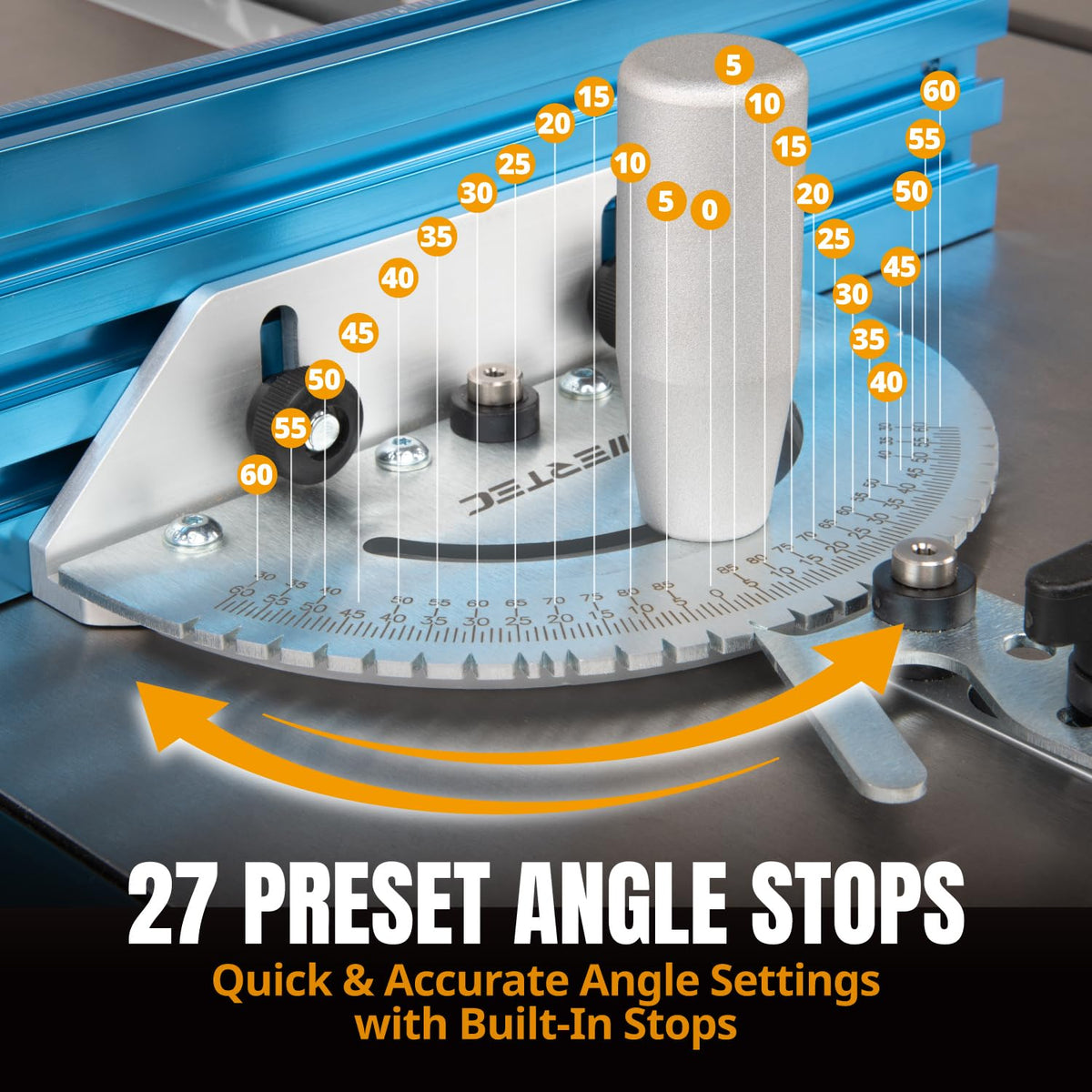 Table Saw Miter Gauge with 27 Angle Stops and T-Slot Miter Bar Z1394
