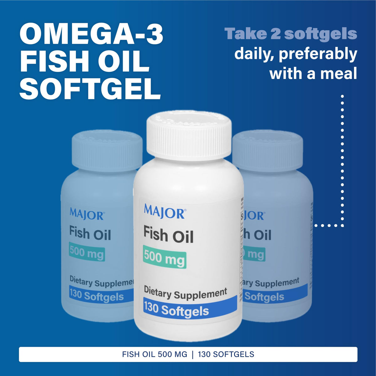 Fish Oil 500mg Softgels Omega-3 Dietary Supplement 130 Count G817