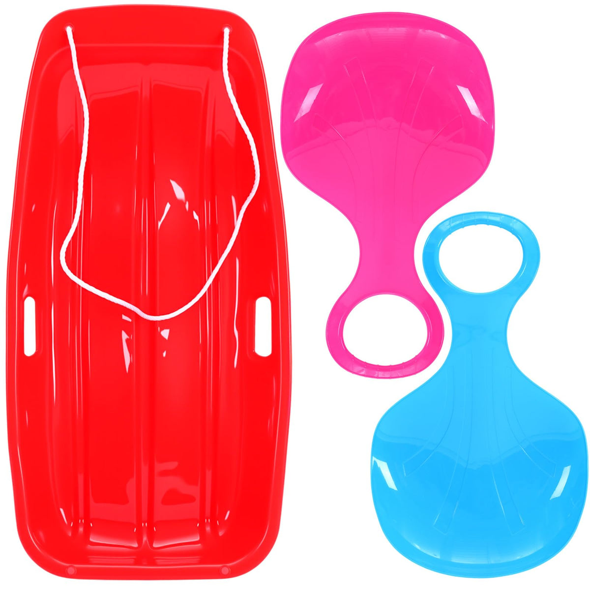 3 Pcs 35 Inch Plastic Snow Sleds with Rope N475524