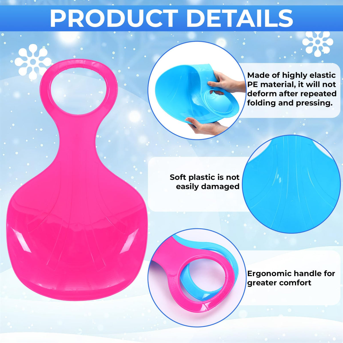 3 Pcs 35 Inch Plastic Snow Sleds with Rope N475524
