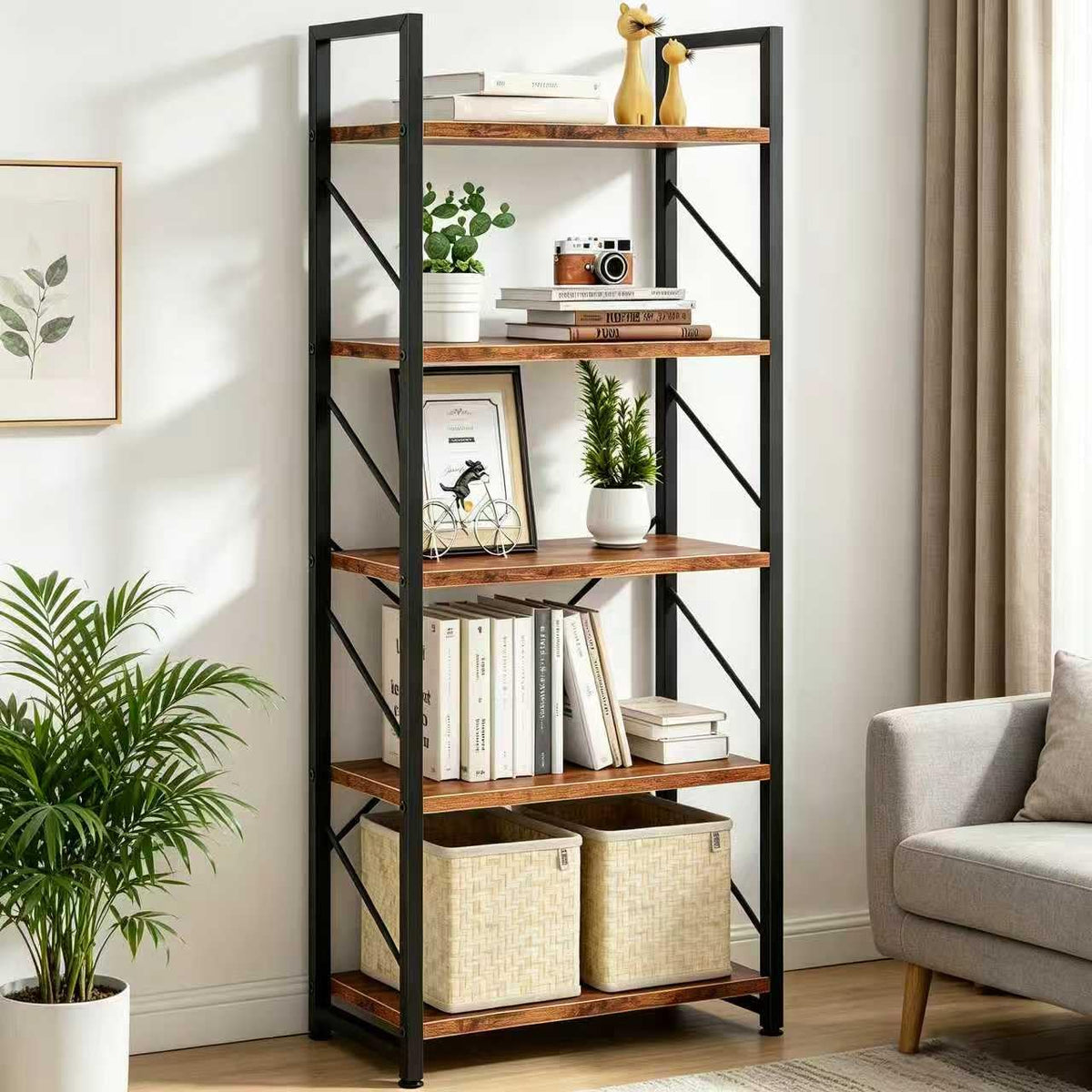 5 Tier Metal Bookshelf K3890