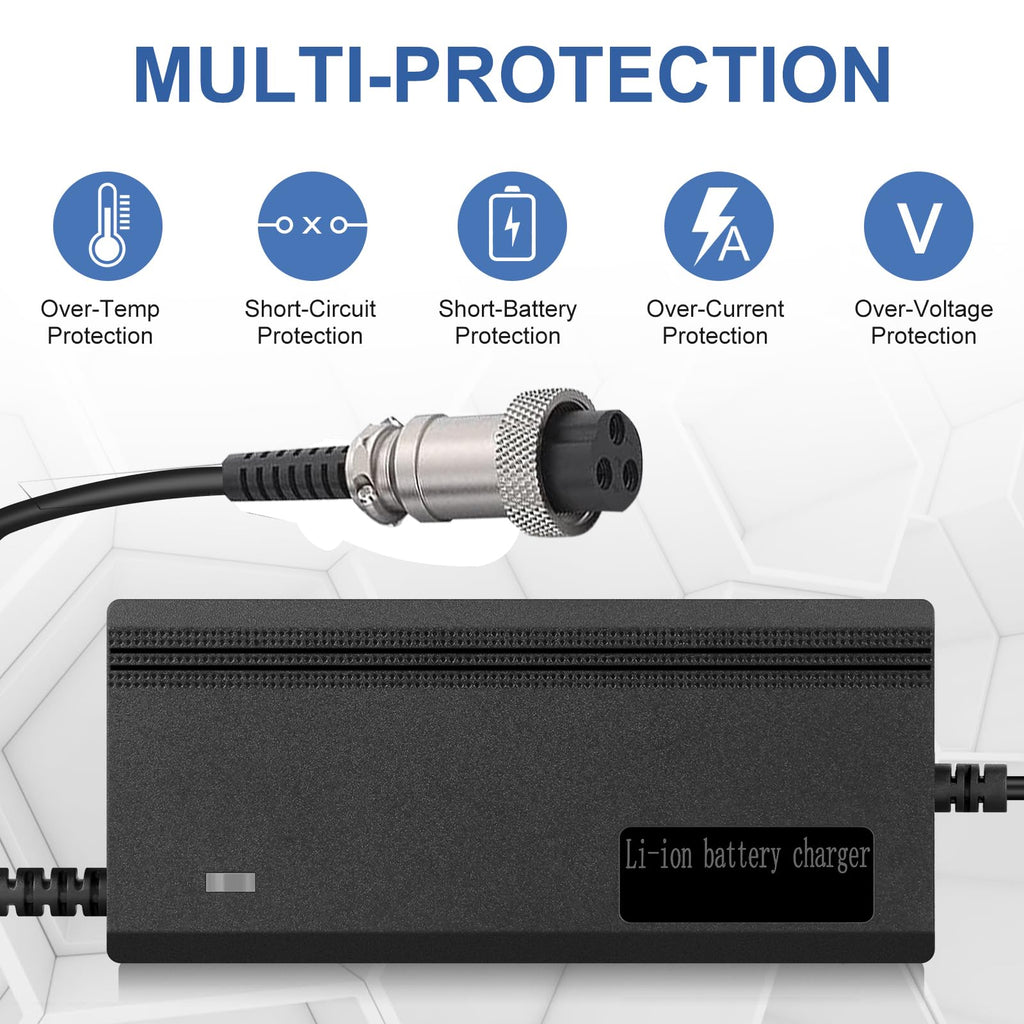 54.6V 2A 3 Prong Scooter Charger for 48V Lithium Battery X7687