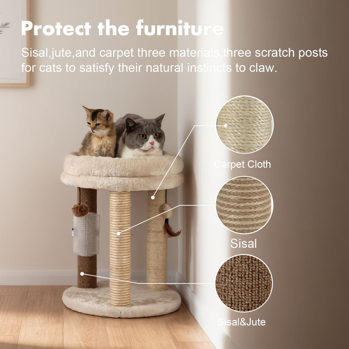 Small Cat Tree with Scratching Post and Soft Bed N13277
