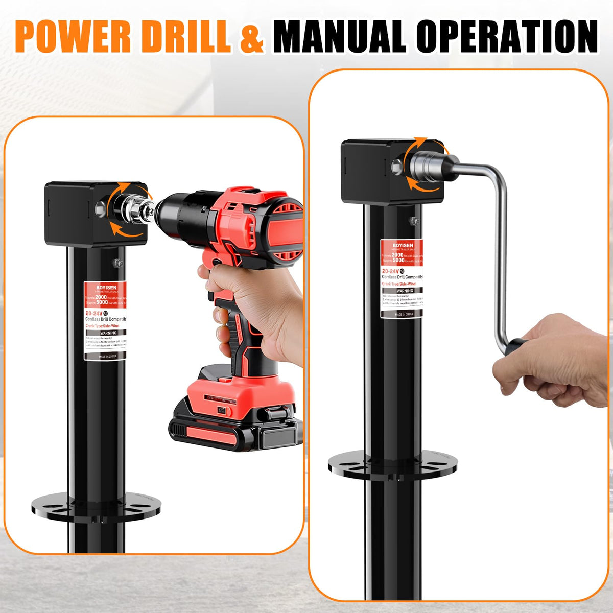A-Frame Trailer Jack 2-in-1 5000lbs Foot Plate & 2000lbs Dual-Wheel S342447