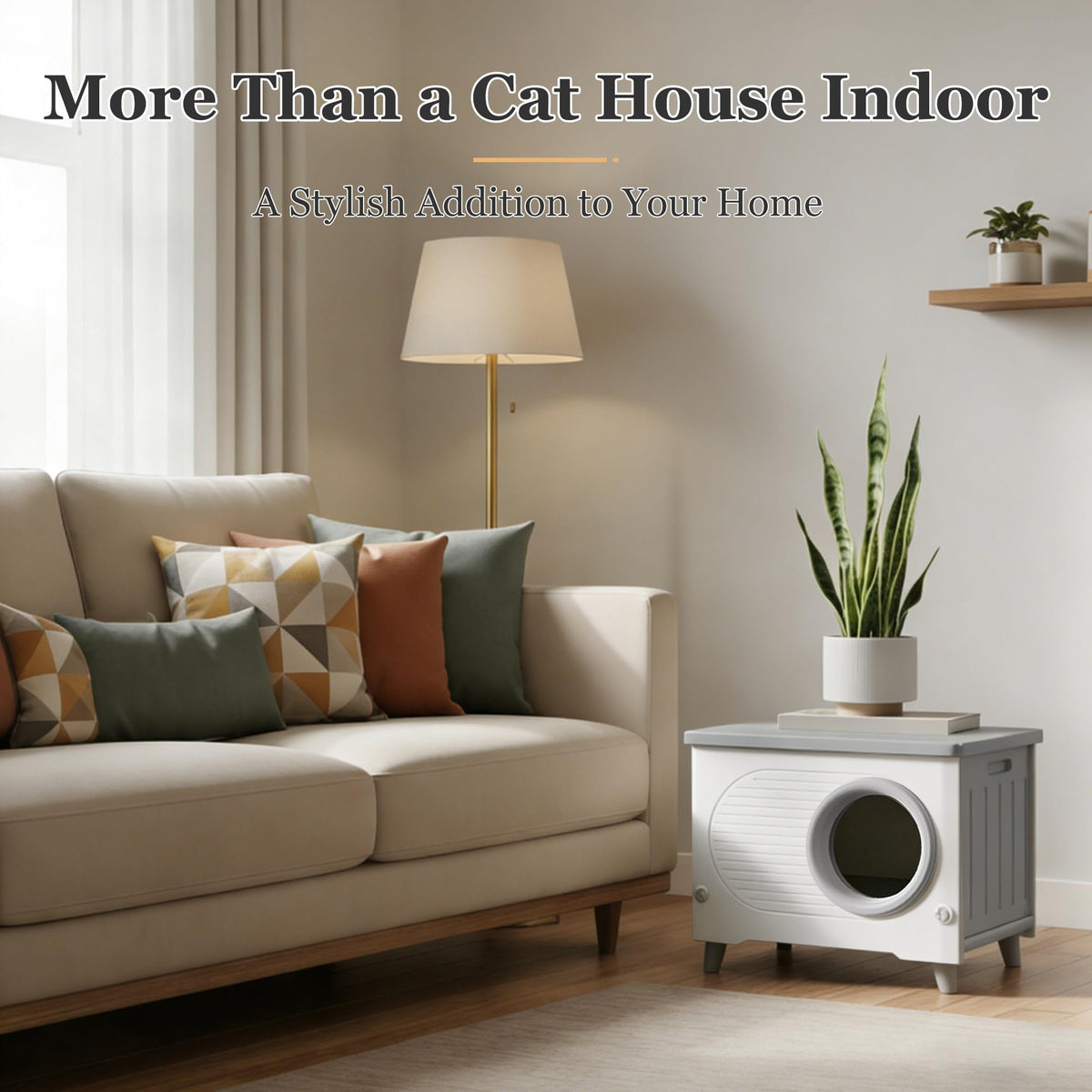 Weatherproof Elevated Outdoor Cat House with Cushion L47343