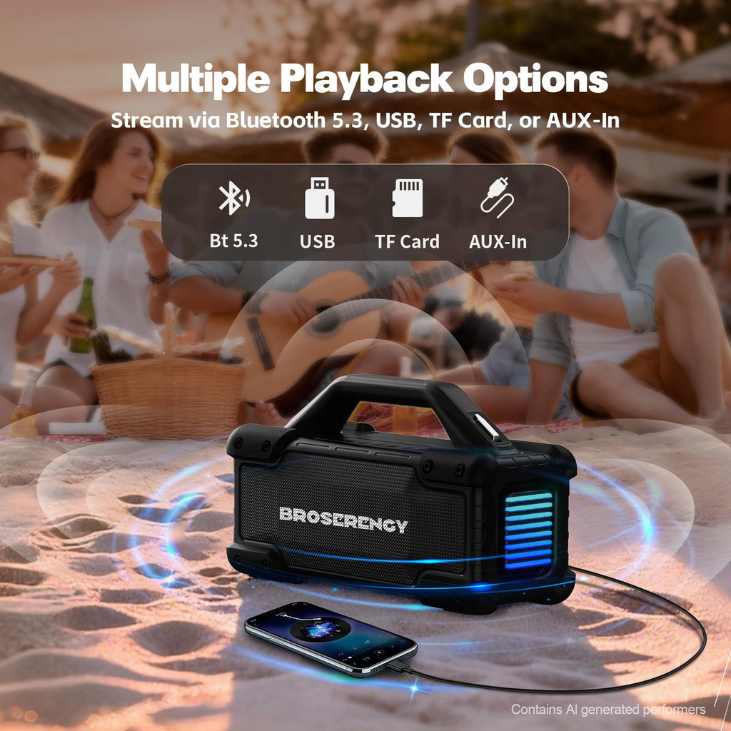 Black Portable Water Resistant Bluetooth Speaker H654