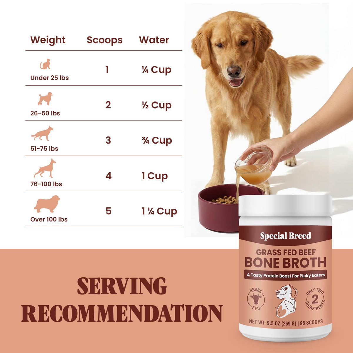 Grass Fed Beef Bone Broth Powder for Dogs and Cats 9.5oz R43594