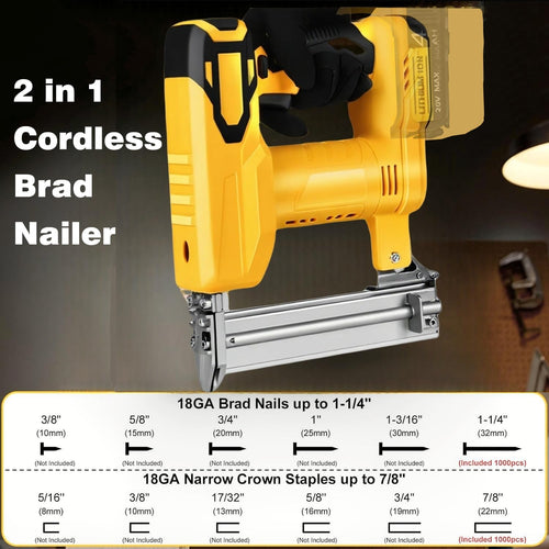 2 in 1 Cordless Brad Nailer 18 Gauge Electric Nail Gun F512449