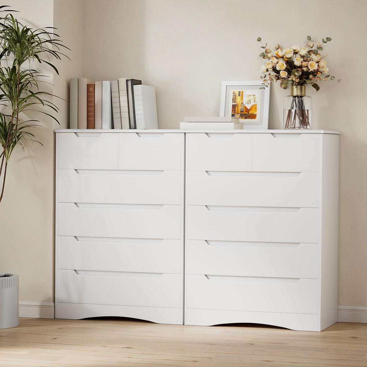 White 6 Drawer Dresser T8232