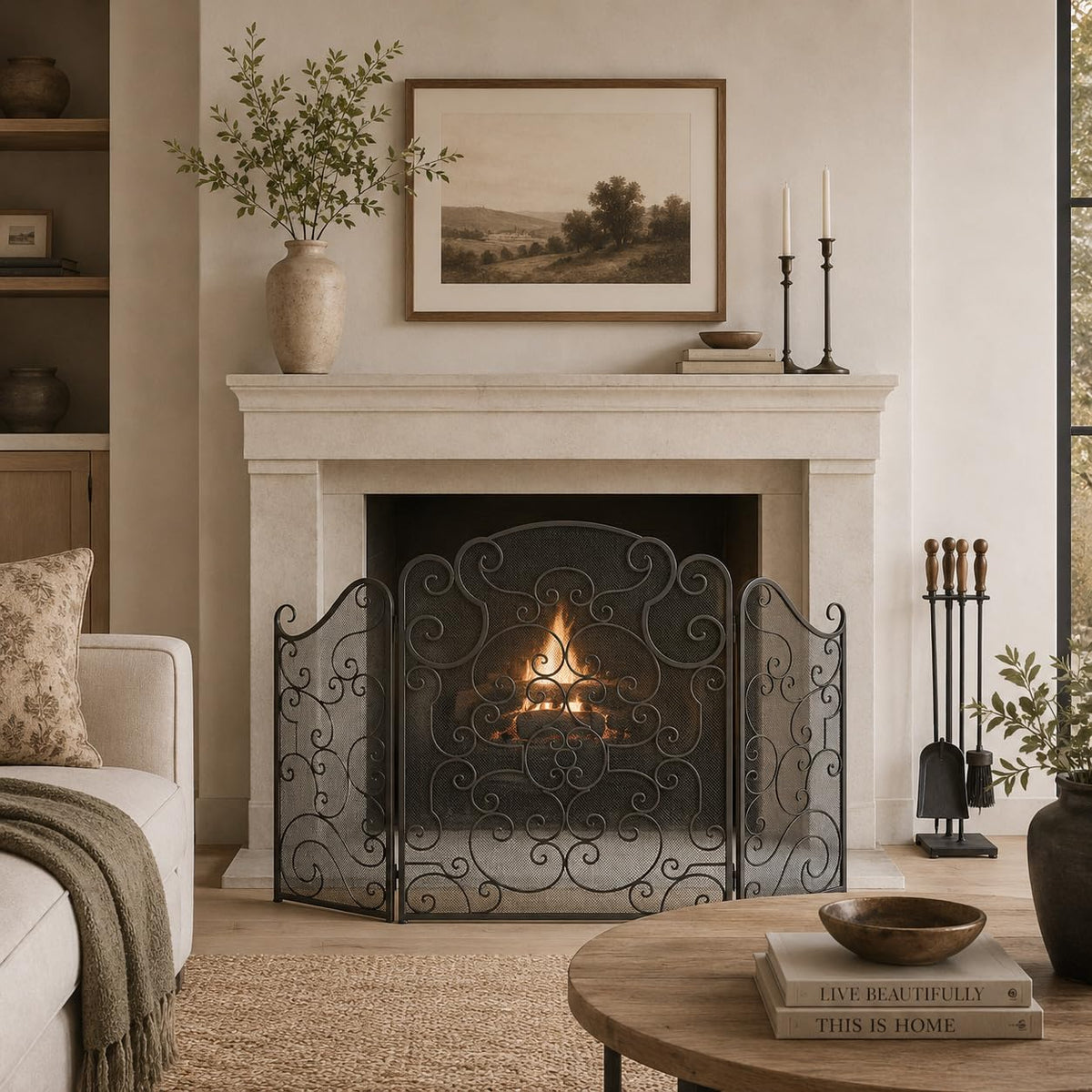 Metal 3 Panel Fireplace Screen K9157