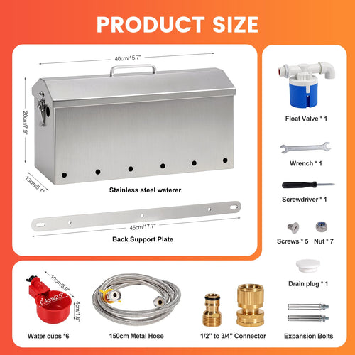 1.5 Gallon Metal Automatic Chicken Waterer E234