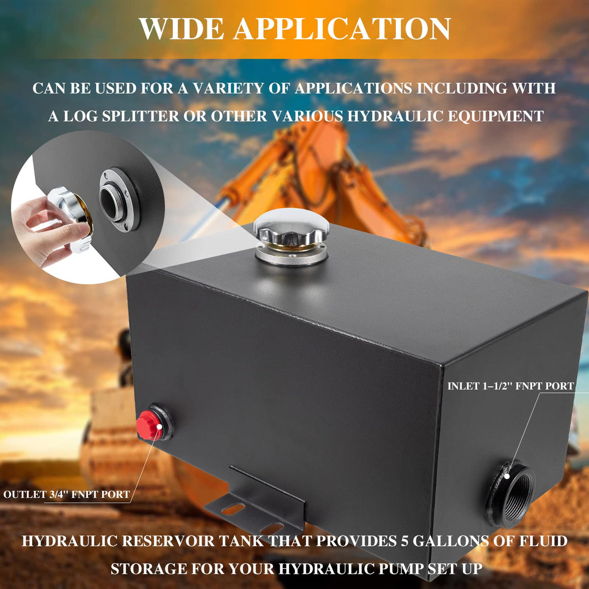5 Gallon 14 Gauge Steel Hydraulic Fluid Reservoir Tank P165