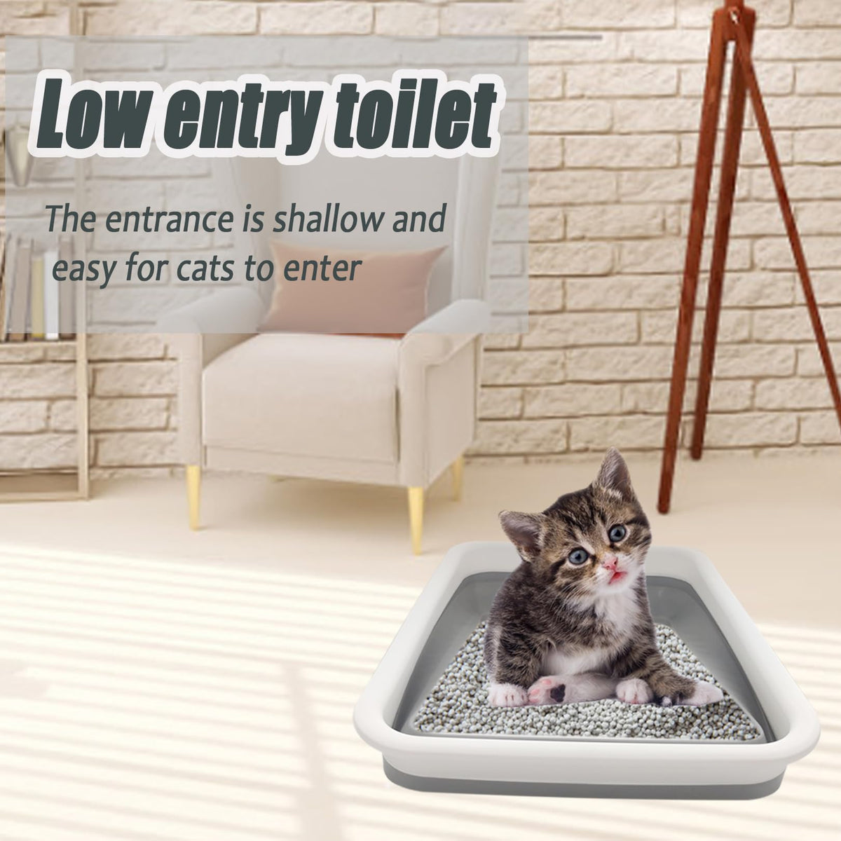 Collapsible Low Entry Small Cat Litter Box S8116