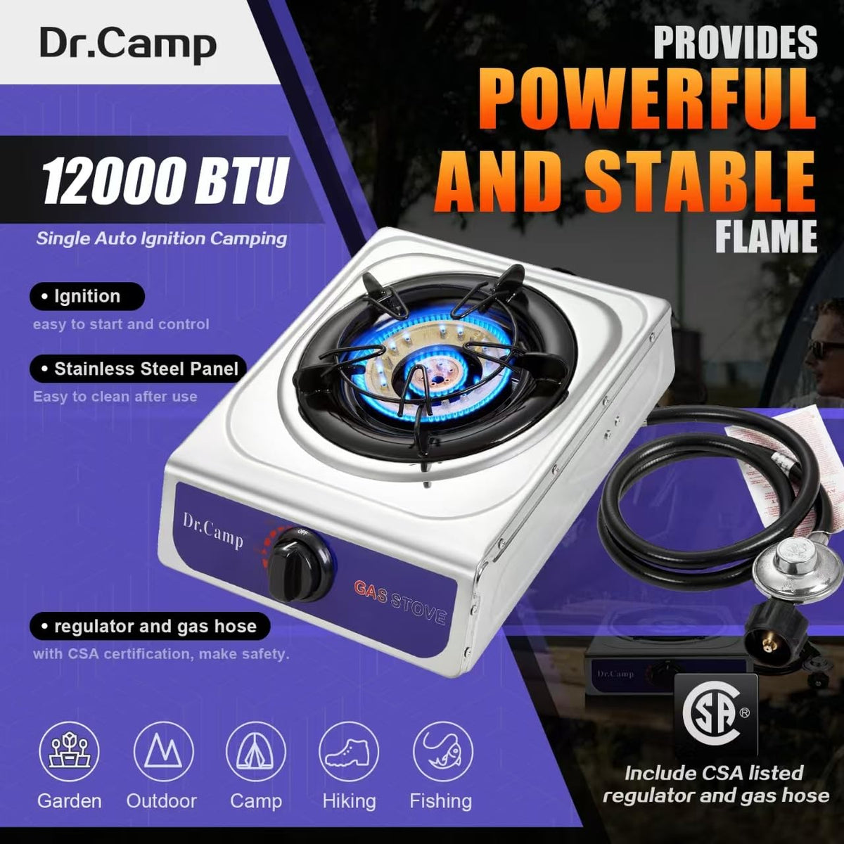 12000 BTU Single Propane Stove Cooker H208
