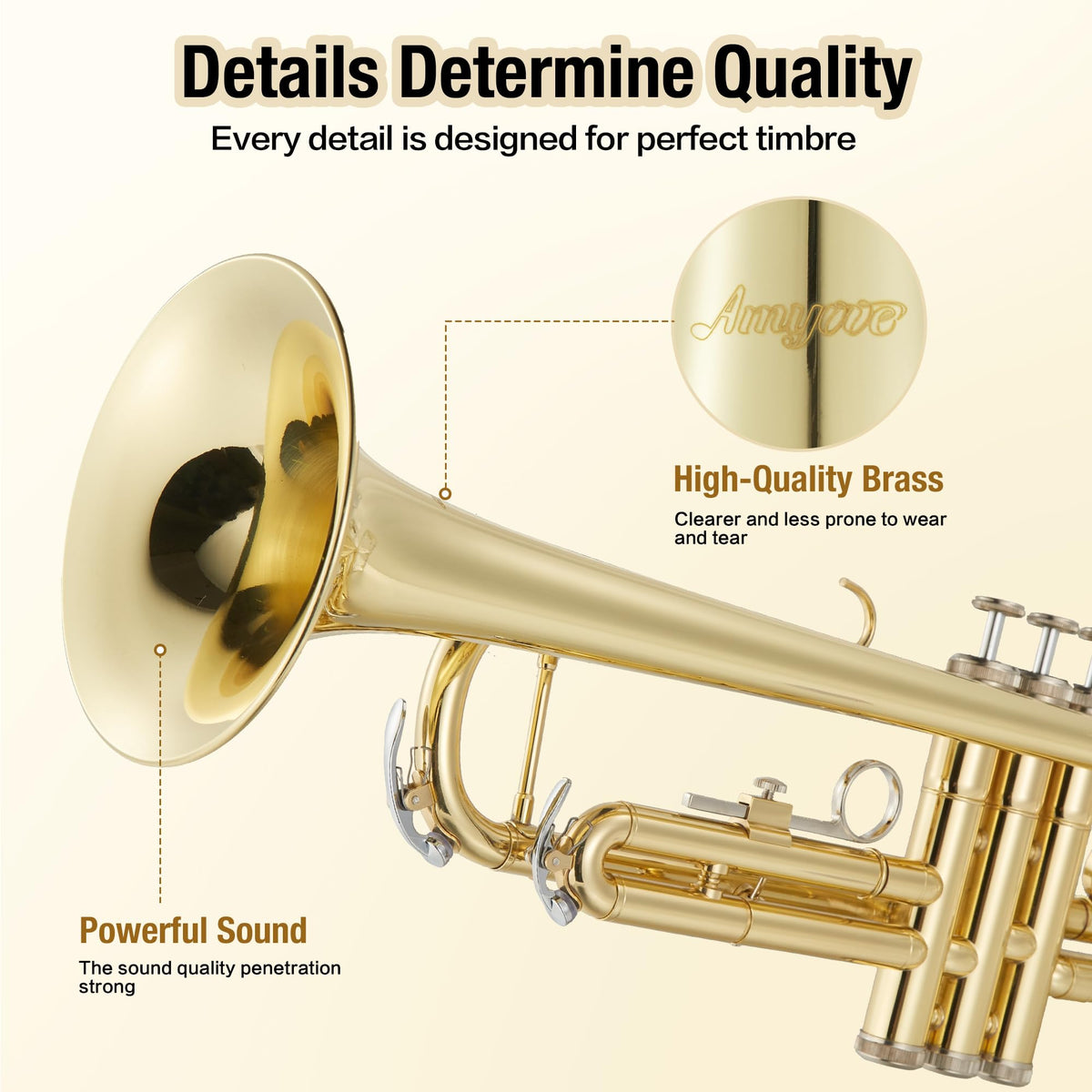 Gold Lacquer Brass Trumpet with Case and Mouthpiece G8017