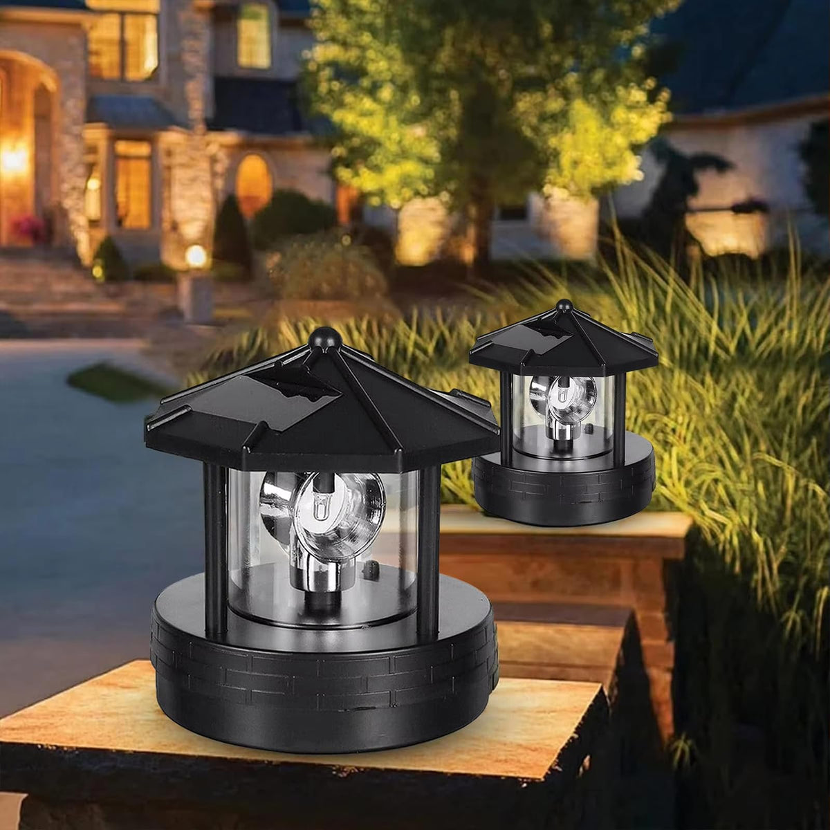Solar Lights Outdoor LED Rotating Lighthouse Lamp T424729
