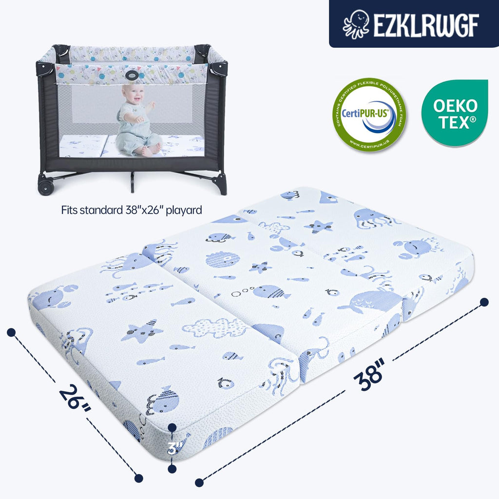 Dual-Sided Memory Foam Trifold Pack and Play Mattress J2928